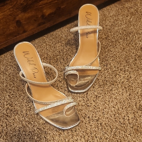 Wild Pair Shoes - Wild Pair Shimmering Silver Heels